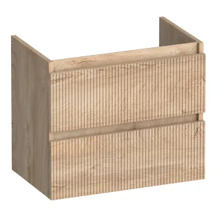 Brauer Joy Wavy washbasin cabinet shallow - 60x39x50 cm - 2 drawers handleless - 1 siphon recess - MFC - Forest Wheat