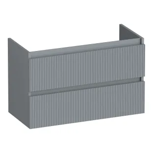 Brauer Joy Wavy washbasin cabinet shallow - 80x39x50 cm - 2 drawers handleless - 1 siphon recess - MDF lacquered - Matt Grey
