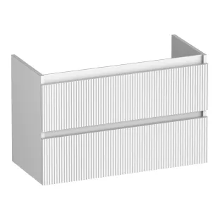 Brauer Joy Wavy washbasin cabinet shallow - 80x39x50 cm - 2 drawers handleless - 1 siphon recess - MDF lacquered - Matt White