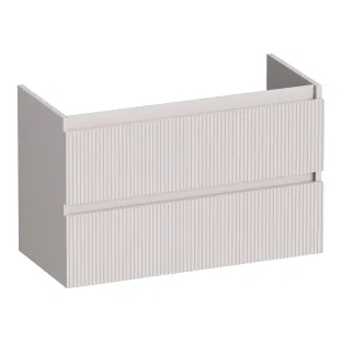 Brauer Joy Wavy washbasin cabinet shallow - 80x39x50 cm - 2 drawers handleless - 1 siphon recess - MDF lacquered - Matt Sand
