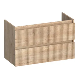 Brauer Joy Wavy washbasin cabinet shallow - 80x39x50 cm - 2 drawers handleless - 1 siphon recess - MFC - Forest Wheat