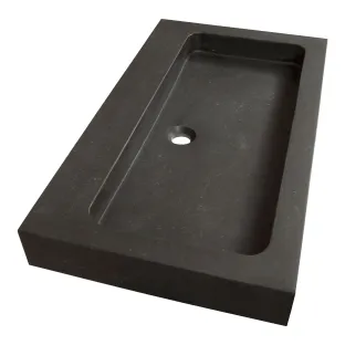Brauer Lava washbasin - natural stone - 80x46 cm - 1 sink - 0 tap holes - Anthracite