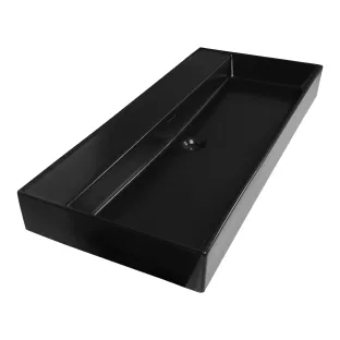 Brauer Lunar washbasin - ceramic - 100x46 cm - 1 sink - 0 tap holes - Matt black