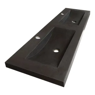 Brauer Magma washbasin - natural stone - 140x46 cm - 2 sinks - 2 tap holes - Anthracite