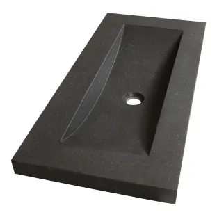 Brauer Magma washbasin shallow - natural stone - 80x40 cm - 1 sink - 0 tap holes - Anthracite