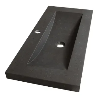 Brauer Magma washbasin shallow - natural stone - 80x40 cm - 1 sink - 1 tap hole - Anthracite