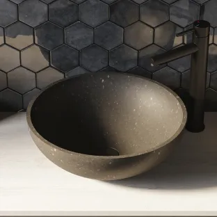 Brauer Molten wash basin - natural stone - round - 42x14.5 cm - anthracite