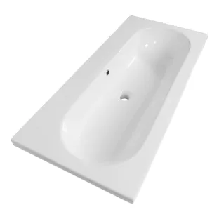 Brauer Moon washbasin - ceramic - 100x46 cm - 1 sink - 0 tap holes - Gloss white