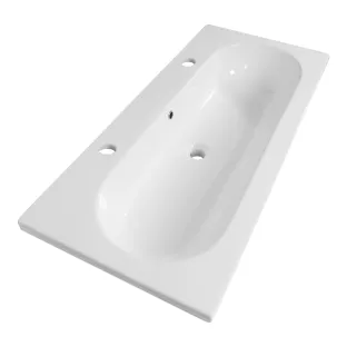 Brauer Moon washbasin - ceramic - 100x46 cm - 1 sink - 2 tap holes - Gloss white