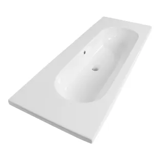 Brauer Moon washbasin - ceramic - 120x46 cm - 1 sink - 0 tap holes - Gloss white