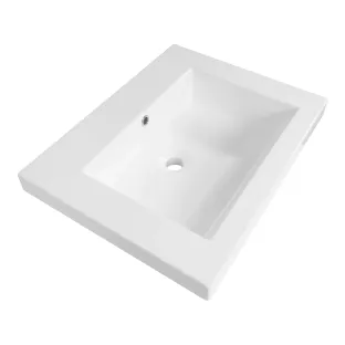 Brauer Solar Medium washbasin - mineral marble - 60x46 cm - 1 sinks - 1 tap holes - Gloss white