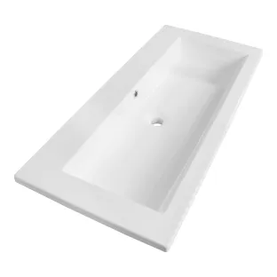 Brauer Solar Slim washbasin - mineral marble - 100x46 cm - 1 sinks - 0 tap holes - Gloss white