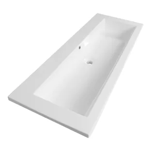 Brauer Solar Slim washbasin - mineral marble - 120x46 cm - 1 sinks - 0 tap holes - Gloss white