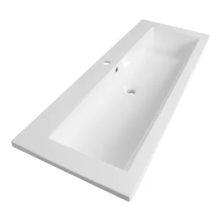 Brauer Solar Slim washbasin - mineral marble - 120x46 cm - 1 sinks - 1 tap holes - Gloss white