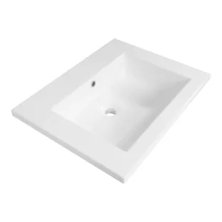 Brauer Solar Slim washbasin - mineral marble - 60x46 cm - 1 sinks - 0 tap holes - Gloss white