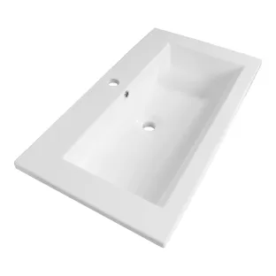 Brauer Solar Slim washbasin - mineral marble - 80x46 cm - 1 sinks - 1 tap holes - Gloss white
