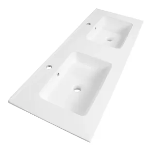Brauer Starfall washbasin - ceramic - 120x46 cm - 2 sinks - 2 tap holes - Gloss white