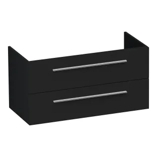 Brauer Trust washbasin cabinet excl. surface-mounted handles - 100x46x50 cm - 2 drawers without handles - 1 siphon recess - MDF lacquered - Matt Black