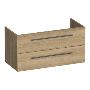 Brauer Trust wastafelonderkast excl. opbouwgrepen - 100x46x50 cm - 2 laden greeploos - 1 sifonuitsparing - MFC - Sunlit