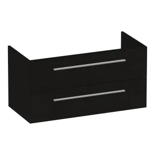 Brauer Trust washbasin cabinet excl. surface-mounted handles - 100x46x50 cm - 2 drawers handleless - 1 siphon recess - MFC - Timber Black