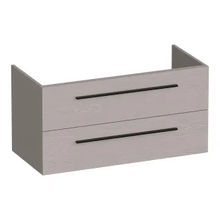 Brauer Trust washbasin cabinet excl. surface-mounted handles - 100x46x50 cm - 2 drawers handleless - 1 siphon recess - MFC - Timber Greige