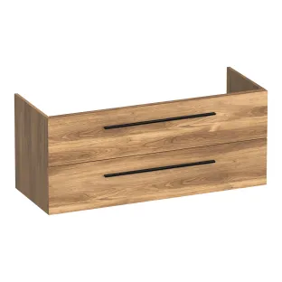 Brauer Trust wastafelonderkast excl. opbouwgrepen - 120x46x50 cm - 2 laden greeploos - 1 sifonuitsparing - MFC - Honey