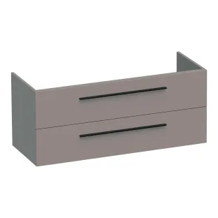Brauer Trust washbasin cabinet excl. surface-mounted handles - 120x46x50 cm - 2 drawers without handles - 2 siphon cut-outs - MDF lacquered - Matt Taupe