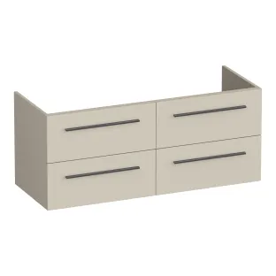 Brauer Trust washbasin cabinet excl. surface-mounted handles - 120x46x50 cm - 4 drawers without handles - 2 siphon cut-outs - MDF lacquered - Matt Beige