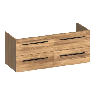 Brauer Trust washbasin cabinet excl. surface-mounted handles - 120x46x50 cm - 4 drawers handleless - 2 siphon cut-outs - MFC - Honey