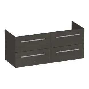 Brauer Trust washbasin cabinet excl. surface-mounted handles - 120x46x50 cm - 4 drawers handleless - 2 siphon cut-outs - MFC - Timber Anthracite