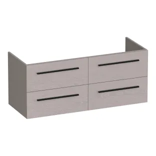 Brauer Trust wastafelonderkast excl. opbouwgrepen - 120x46x50 cm - 4 laden greeploos - 2 sifonuitsparingen - MFC - Timber Greige