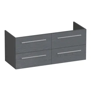 Brauer Trust washbasin cabinet excl. surface-mounted handles - 120x46x50 cm - 4 drawers without handles - 2 siphon cut-outs - MDF lacquered - Matt Grey