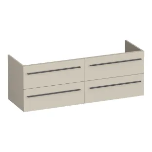Brauer Trust washbasin cabinet excl. surface-mounted handles - 140x46x50 cm - 4 drawers without handles - 2 siphon cut-outs - MDF lacquered - Matt Beige