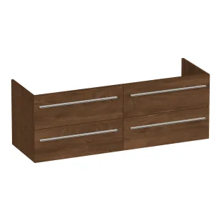 Brauer Trust washbasin cabinet excl. surface-mounted handles - 140x46x50 cm - 4 drawers handleless - 2 siphon cut-outs - MFC - Forest Cacao