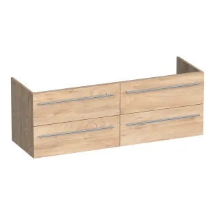 Brauer Trust washbasin cabinet excl. surface-mounted handles - 140x46x50 cm - 4 drawers without handles - 2 siphon cut-outs - MFC - Forest Wheat