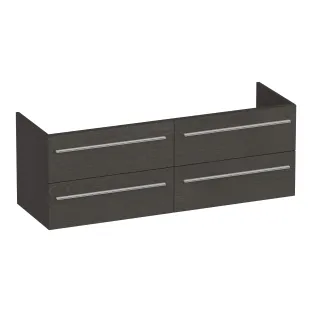 Brauer Trust washbasin cabinet excl. surface-mounted handles - 140x46x50 cm - 4 drawers handleless - 2 siphon cut-outs - MFC - Timber Anthracite