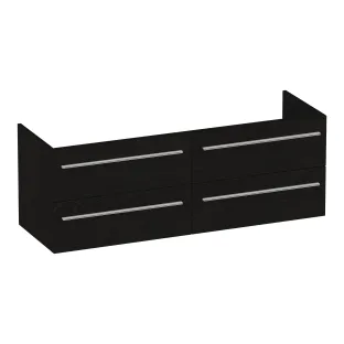Brauer Trust washbasin cabinet excl. surface-mounted handles - 140x46x50 cm - 4 drawers handleless - 2 siphon cut-outs - MFC - Timber Black