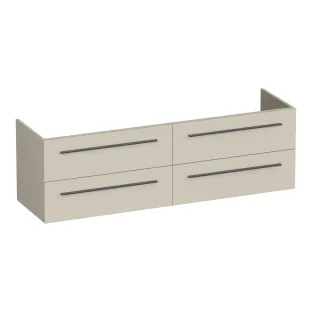 Brauer Trust washbasin cabinet excl. surface-mounted handles - 160x46x50 cm - 4 drawers without handles - 2 siphon cut-outs - MDF lacquered - Matt Beige