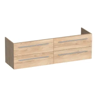 Brauer Trust washbasin cabinet excl. surface-mounted handles - 160x46x50 cm - 4 drawers handleless - 2 siphon cut-outs - MFC - Forest Wheat