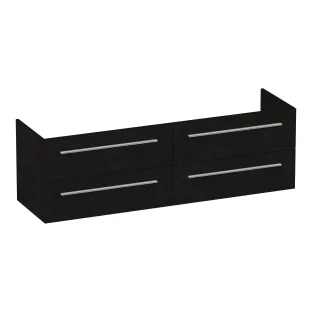 Brauer Trust wastafelonderkast excl. opbouwgrepen - 160x46x50 cm - 4 laden greeploos - 2 sifonuitsparingen - MFC - Timber Black