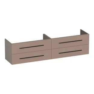 Brauer Trust washbasin cabinet excl. surface-mounted handles - 200x46x50 cm - 4 drawers without handles - 2 siphon cut-outs - MDF lacquered - Matt Mocha