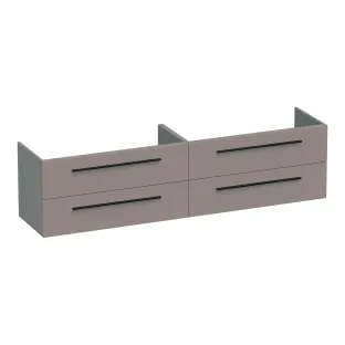 Brauer Trust washbasin cabinet excl. surface-mounted handles - 200x46x50 cm - 4 drawers without handles - 2 siphon cut-outs - MDF lacquered - Matt Taupe