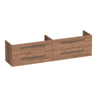 Brauer Trust washbasin cabinet excl. surface-mounted handles - 200x46x50 cm - 4 drawers handleless - 2 siphon cut-outs - MFC - Chateau