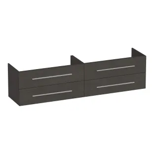 Brauer Trust washbasin cabinet excl. surface-mounted handles - 200x46x50 cm - 4 drawers handleless - 2 siphon cut-outs - MFC - Timber Anthracite