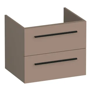 Brauer Trust washbasin cabinet excl. surface-mounted handles - 60x46x50 cm - 2 drawers without handles - 1 siphon recess - MDF lacquered - Matt Mocha