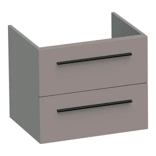 Brauer Trust washbasin cabinet excl. surface-mounted handles - 60x46x50 cm - 2 drawers without handles - 1 siphon recess - MDF lacquered - Matt Taupe