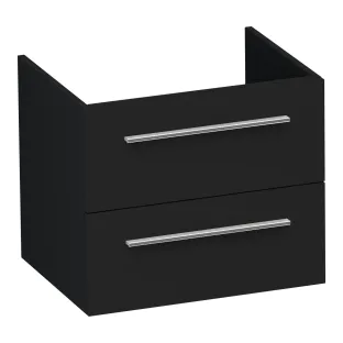Brauer Trust washbasin cabinet excl. surface-mounted handles - 60x46x50 cm - 2 drawers without handles - 1 siphon recess - MDF lacquered - Matt Black
