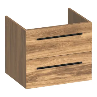 Brauer Trust washbasin cabinet excl. surface-mounted handles - 60x46x50 cm - 2 drawers handleless - 1 siphon recess - MFC - Honey