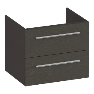 Brauer Trust washbasin cabinet excl. surface-mounted handles - 60x46x50 cm - 2 drawers handleless - 1 siphon recess - MFC - Timber Anthracite