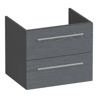 Brauer Trust washbasin cabinet excl. surface-mounted handles - 60x46x50 cm - 2 drawers without handles - 1 siphon recess - MDF lacquered - Matt Grey